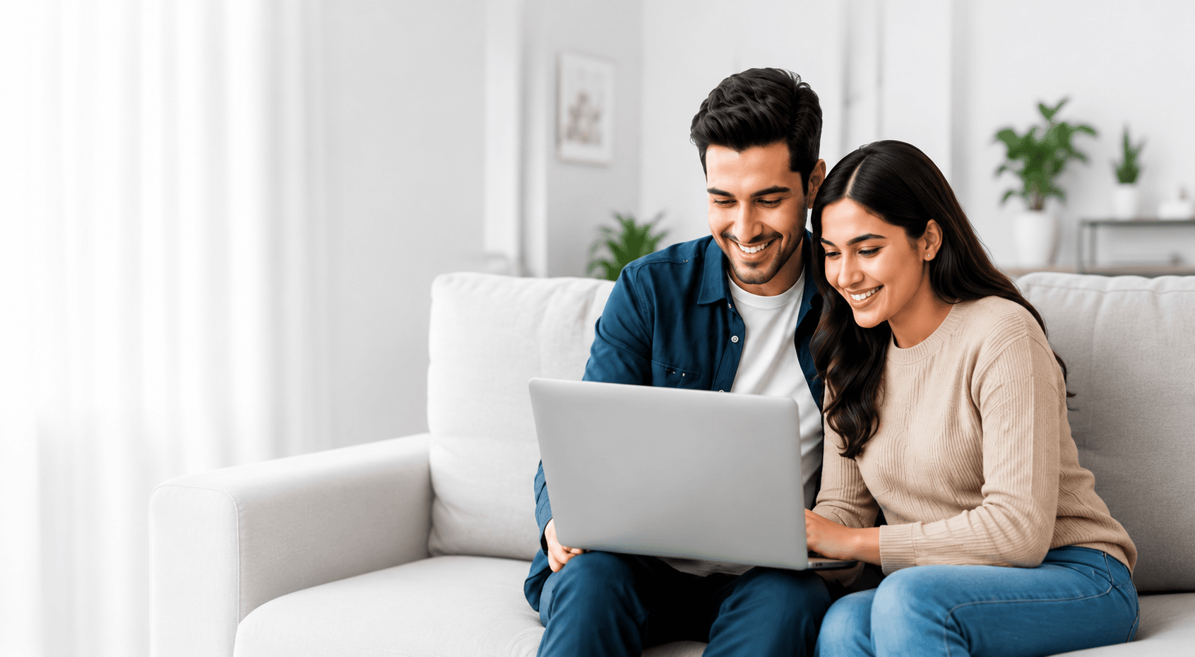 Happy couple finding their home loan